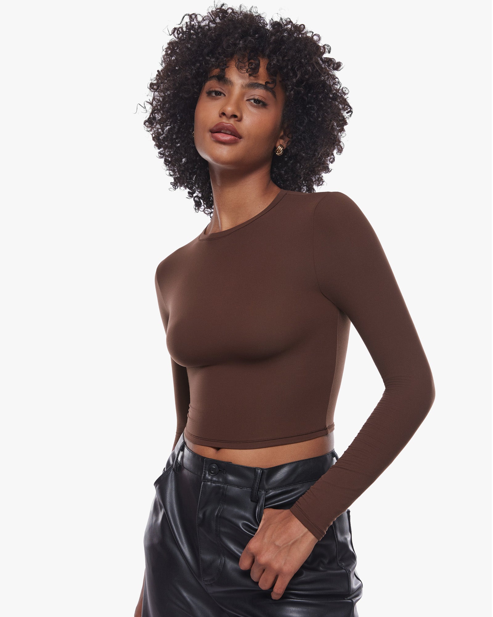 Inbarely® Soft Long Sleeve Crop Top - Double Layer – inlyric