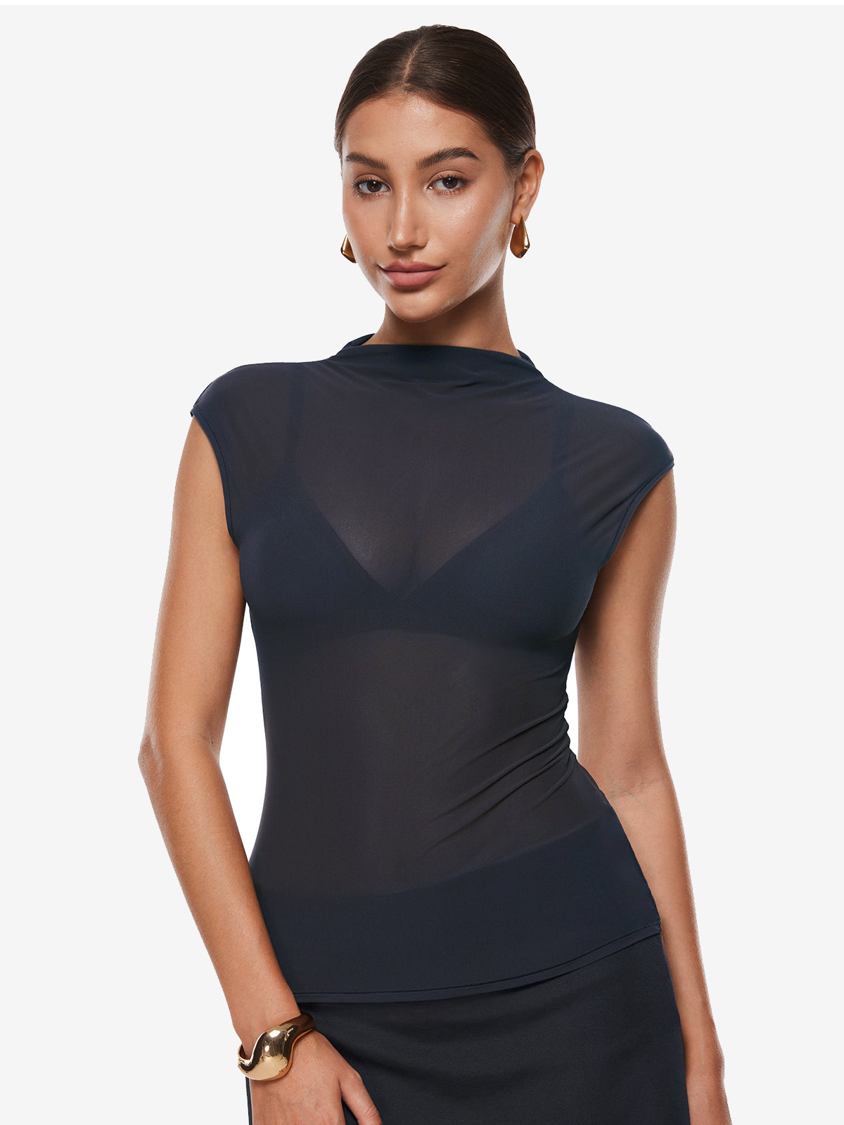 INLYRIC Cosnufy® Sheer Mesh Mock Neck Tank Top – inlyric